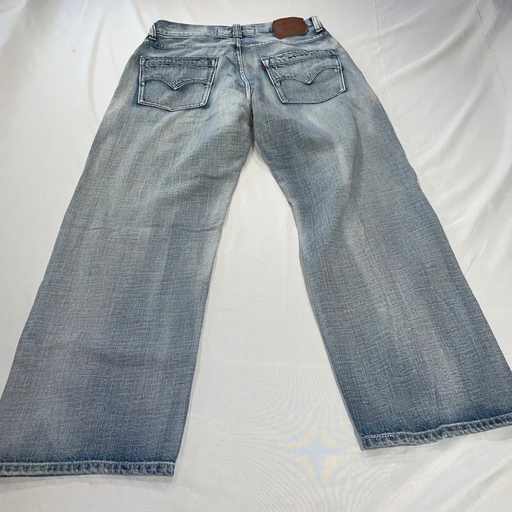 Levis 569 Loose Straight Jeans Mens 34x30 Light‎ Wash Blue Denim Cotton 569-0125